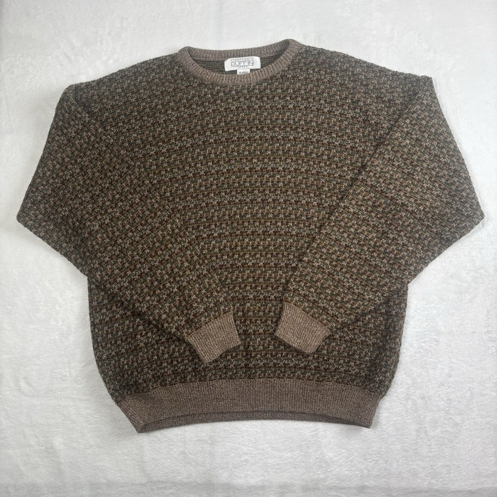 VTG Gianfranco Ruffini‎ Long Sleeve Brown Knit Sweater Men's XL